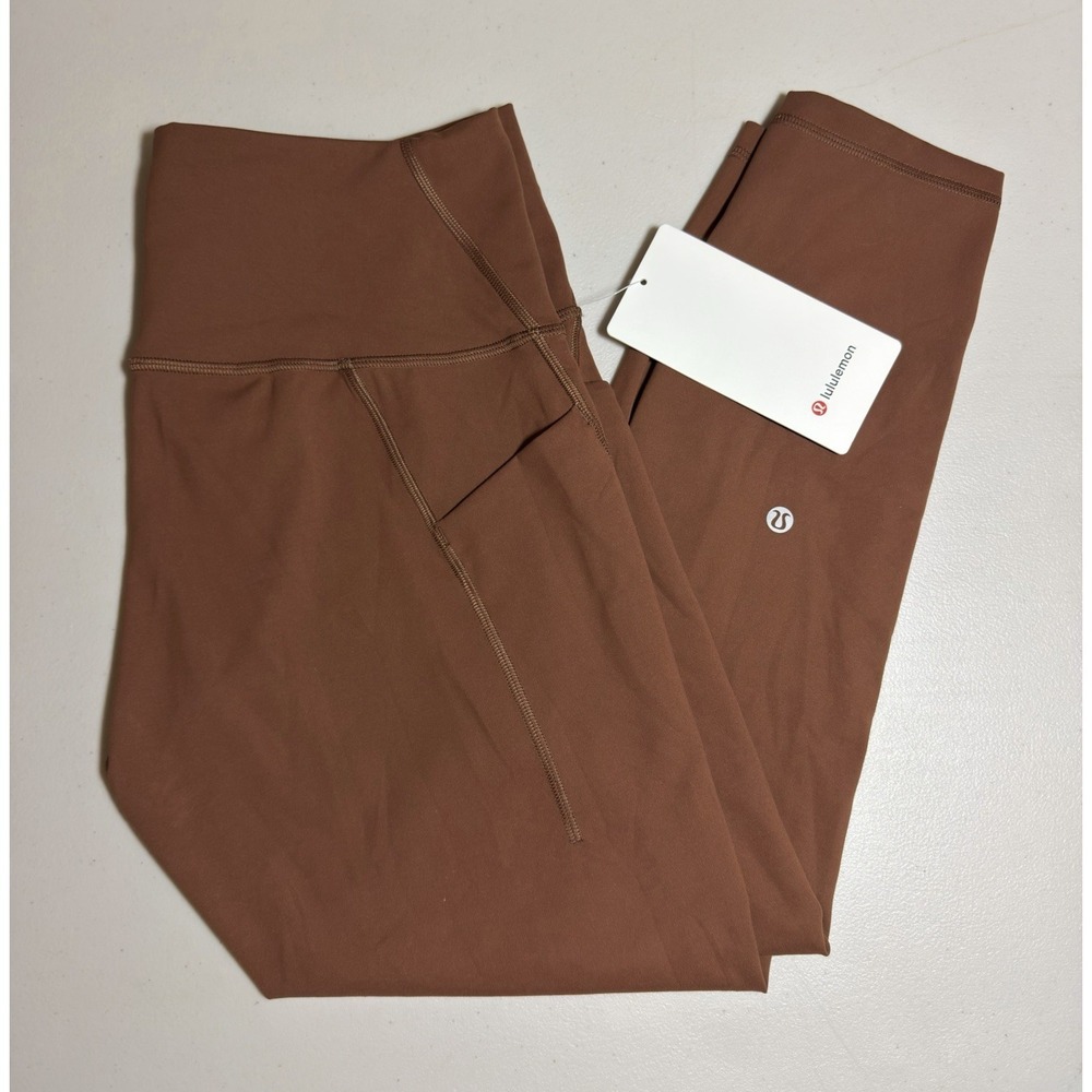NWT Lululemon Wunder Train HR Tight 25" *Pockets Discontinued Roasted Brown 12